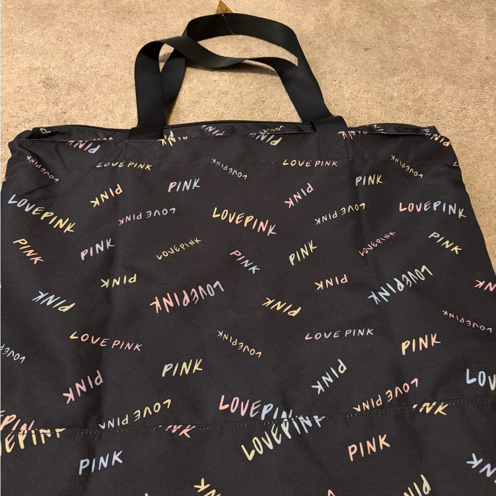 Pink duffel bag